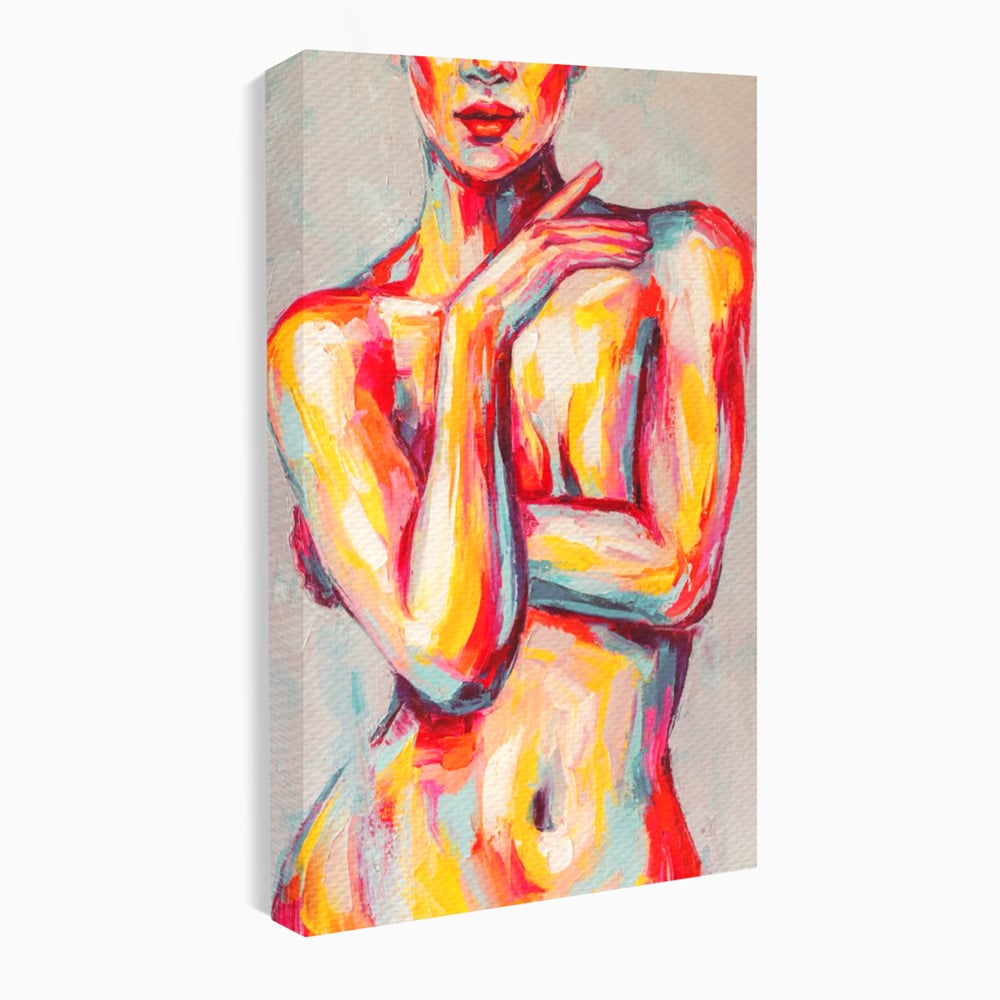 Tablou canvas cu tablou canvas cu femeie nud abstracta, fara rama, pe sasiu de lemn